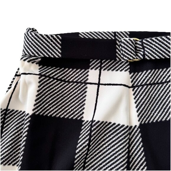 Worthington Black And White Big Buffalo Check Pattern Skirt US Size 8P Belt - Picture 2 of 4